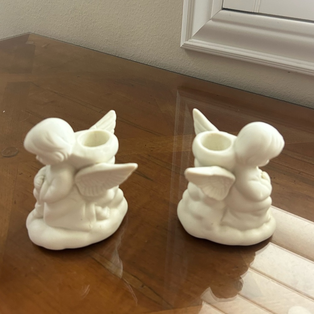 Vintage Angel Candle Holders in White